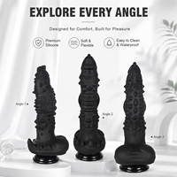 Vente en gros de dildo anal noir à pointes avec texture à grosses particules S-XXL, jouet sexuel unisexe