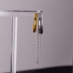 Modern Minimalist <strong>Chain</strong> Two Tone Earrings 18K Gold Silver Plated Mixed <strong>Stainless</strong> <strong>Steel</strong> Tassel Earring - Product Image 5