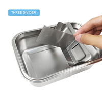 Boîte à bento réutilisable en acier inoxydable pour micro-ondes, ensemble de contenants à collation pour enfants et adultes avec couvercle en silicone, boîte à lunch en métal pour l'école et la garderie