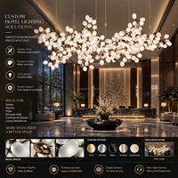 Lustre moderne en verre dépoli, luminaire suspendu LED à branches courbées sur mesure pour hall d'hôtel, escalier, éclairage commercial