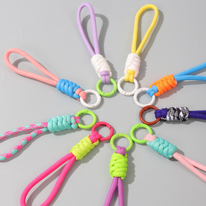 Farbiger runder Seil-Schlüsselanhänger kurzer gestrickter Handy-Schlüsselband runder Seil-Schlüsselband 12cm Seilenfabriklieferung