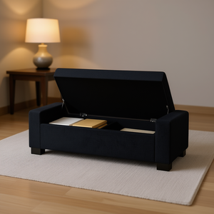Panca Ottomana Rettangolare 50 Pollici in Tessuto con Coperchio a Cerniera e Vano Contenitore Nascosto per Soggiorno, Camera da Letto, Ingresso - Design Moderno - Product Image 2