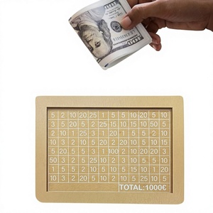 Hucha rectangular de madera de boj, superventas, para el desafío de ahorro de niños, hucha de euro, adornos para el hogar - Product Image 1