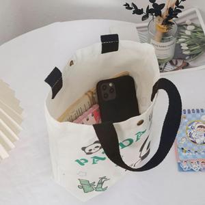 Hot Sale Girls Small <b>Canvas</b> <b>Tote</b> Bag Cute Animal Prints Folding Design Student Lunch Box Personalized Hand Bag - Product Image 4