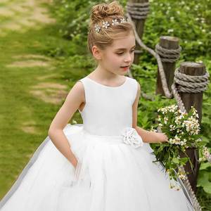 Vestido <span class=keywords><strong>de</strong></span> Princesa <span class=keywords><strong>de</strong></span> Satén para Niña <span class=keywords><strong>de</strong></span> Primera <span class=keywords><strong>Comunión</strong></span>, Fiesta, Boda, Cumpleaños, Blanco - Product Image 6