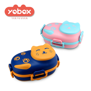 YOBOX Little Cat Boîte à lunch pour bébé en acier inoxydable à 3 compartiments sans BPA Ensemble de bols pour aliments - Product Image 2
