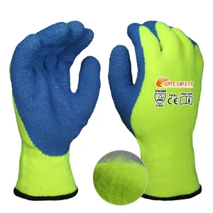 ENTE SAFETY Wholesale industry CE 3142X latex crinkle coated acrylic lined hand thermal hand warm winter safety working gloves