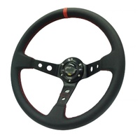 Volant de course universel de 14 pouces (350 mm), volant en daim, compatible avec la plupart des voitures avec adaptateur de moyeu à 6 trous