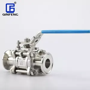 QINFENGSS304 SS316l Stainless Steel PTFE Seal Encapsulated/Half-pack Full Port Tri-clamp Manual 3pc Ball Valve