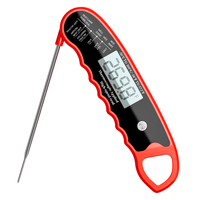 Termometer Makanan Digital Respon Ultra Cepat 0.6s dengan Probe Lipat 304ss Layar LCD Tahan Air untuk Penggunaan BBQ, Panggangan, Penggorengan, dan Oven