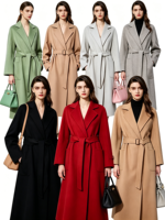 Manteau en cachemire de haute qualité pour femme, nouvelle collection 2026, long, haut de gamme, en laine, avec ceinture et design élégant, manteau en laine double face