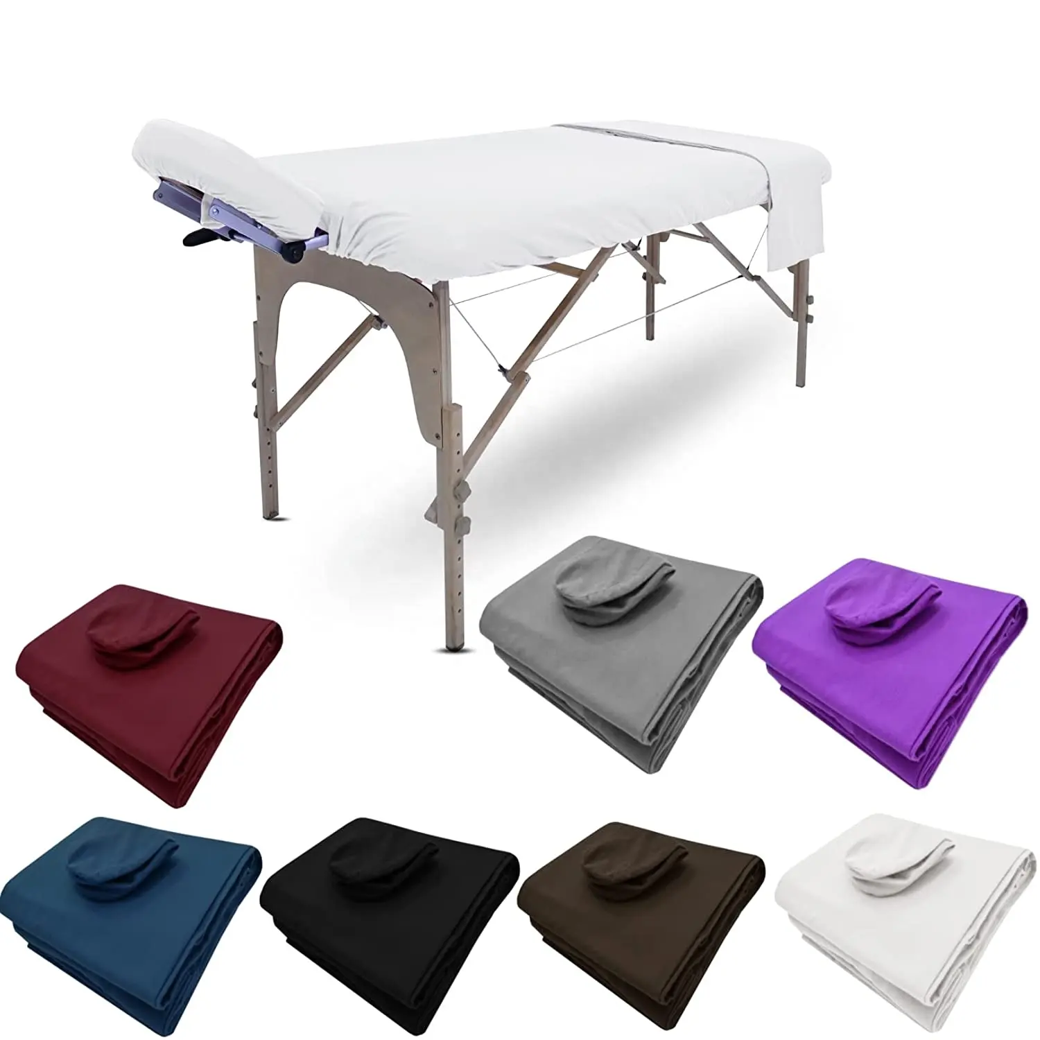 Wholesale White Poly Cotton Massage Table Flat Sheets Fitted Sheets 3 Pieces Set