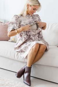 Abito <span class=keywords><strong>Premaman</strong></span> Vintage con Stampa Floreale, Chiusura a Pullover, Maniche Corte, Silhouette a Linea A, in Misto Rayon e Spandex, Vestito Estivo - Product Image 4