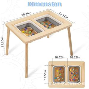 Ensemble table et chaise en bois pour enfants, usage domestique et maternelle, table d'apprentissage et d'éveil pour bébé, bois massif multi-usage - Product Image 4