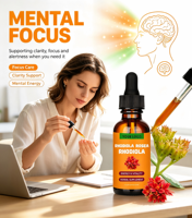 Complément alimentaire sans alcool pour la concentration mentale, fournisseur en gros, gouttes liquides de Rhodiola Rosea, extrait adaptogène pour l'énergie et le soulagement du stress