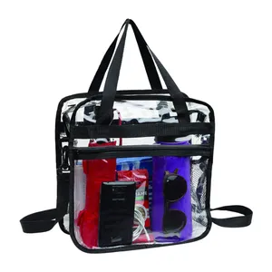 Large Plastic Pvc Clear Vinyl Tote Hand Bag Ladies Black Transparent Shopping Bag Women Waterproof Handbag Clear Pvc Tote Bag