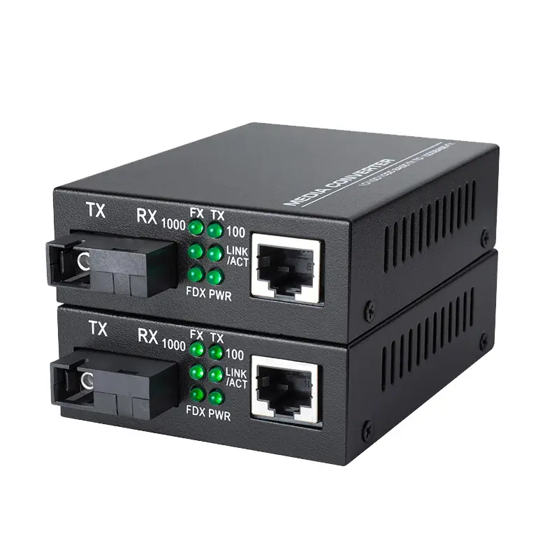 Konverter Ethernet ke serat Media, kualitas tinggi 10/100M 1 Serat + 2Rj45 Port