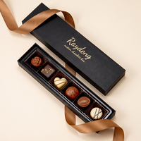 Boîte d'emballage personnalisée pour chocolats, boîte cadeau rigide noire avec inserts de séparation, boîte avec logo personnalisé pour cadeaux de truffes au chocolat