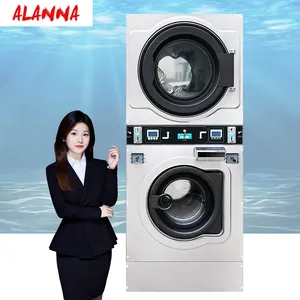 15kg to 25kg Commercial Coin automatic Vending Laundry Washing Machine and Drying Machine Stacked Washer and Dryer