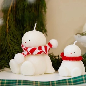 Christmas Snowman <b>Candle</b> <b>Mold</b> Diy Craft Kit For <b>Candles</b> Jelly Plaster <b>Molds</b> Transparent White Sitting Shape - Product Image 1