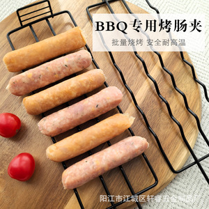 BBQ grill, BBQ basket, sausage <b>clips</b>, wooden handle, BBQ mesh <b>clips</b>, outdoor BBQ rack, non-stick BBQ basket, electrophoretic - Product Image 1