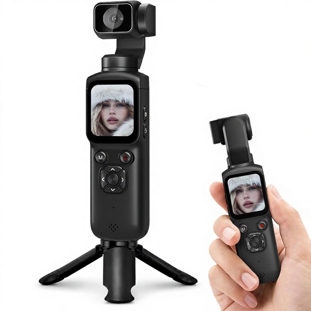 4K Vlogging Camera for YouTube 75MP Pocket Camera with 330 Rotating Lens CMOS Sensor