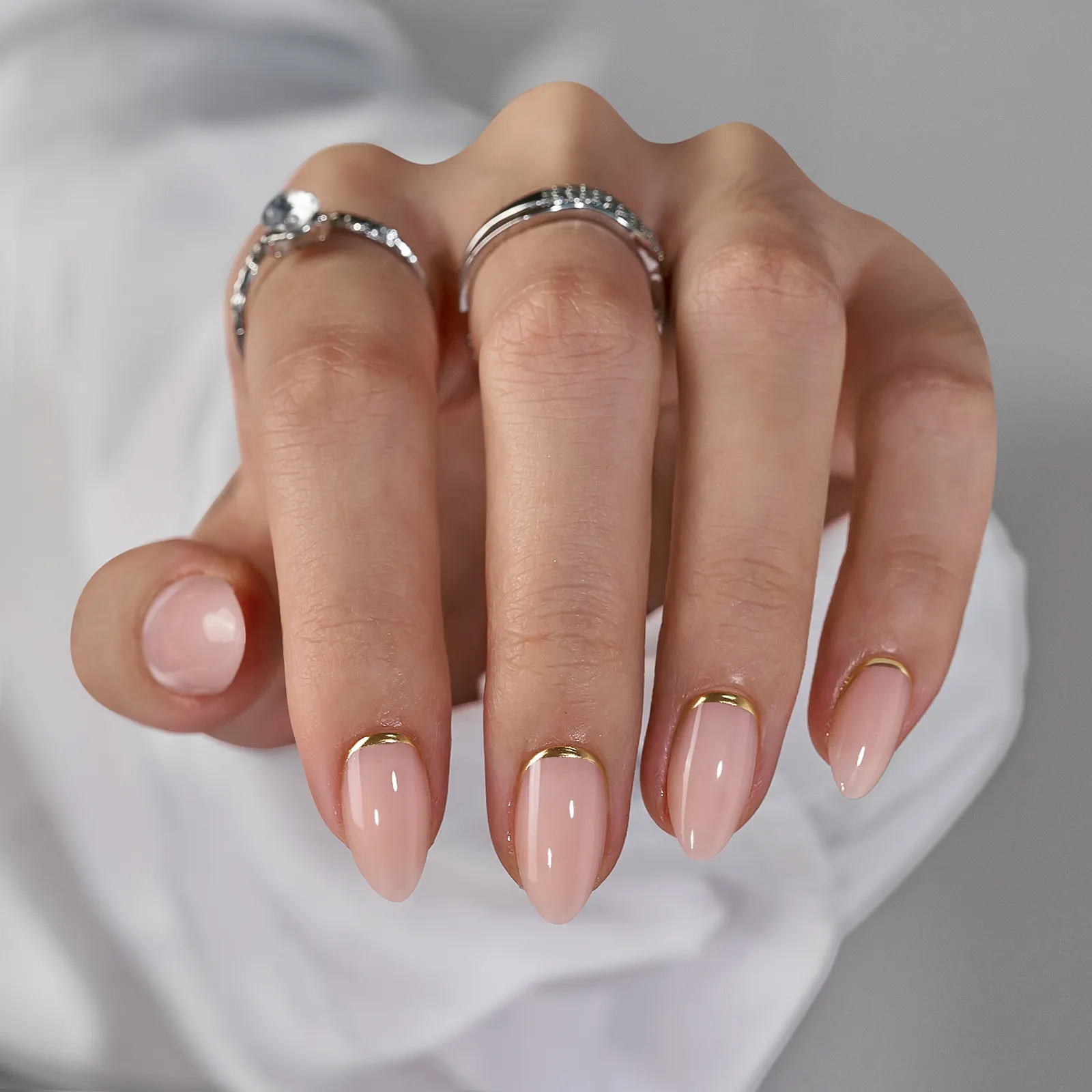 Btartbox Presse personnalisée sur les ongles Faux ongles artificiels en gros Ligne d'or de haute qualité Conception de luxe Gels doux sur les ongles
