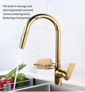 <span class=keywords><strong>Robinet</strong></span> de cuisine moderne en laiton à col de cygne, monocommande, extractible, pivotant à 360°, mitigeur chaud/froid avec panier de rangement - Product Image 4