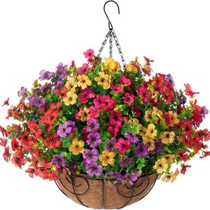 Outdoor Gardening Decoration <strong>Artificial</strong> Violet <strong>Flower</strong> <strong>Hanging</strong> <strong>Basket</strong> Coconut Palm <strong>Hanging</strong> Pot <strong>Basket</strong> - Product Image 1