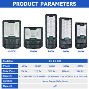 Lámpara de Calle Solar LED Profesional para Exteriores, Impermeable IP67, 400W 500W 800W 1000W 1500W, Integrada Todo en Uno - Product Image 2