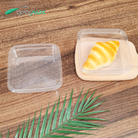 Boîte d'emballage carrée en plastique PET transparente et recyclable pour gâteaux et desserts à emporter, vente en gros d'usine