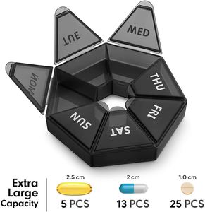 Organisateur de pilules hebdomadaire rond pour 7 jours - Product Image 2