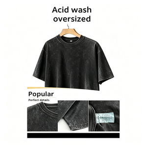 Camiseta de Hombre Oversize de Algodón Puro con Lavado Ácido, Corte Cuadrado, Hecha a Medida, Entrega Rápida, MOQ Bajo, Estilo Desgastado - Product Image 1