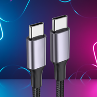 Câble de charge rapide USB Type-C vers Type-C tressé en nylon 60W 1m pour iPhone 16/15 Pro Max, tablettes, montres connectées, téléphones Android