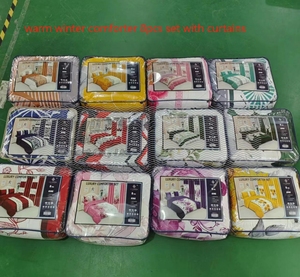 羽毛布団シーツセット,中国中国格安価格工場ファンシーカラー4シーズン寝具セットマッチカーテン - Product Image 4