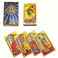 Laser Fortune – Jeu de cartes de tarot personnalisable en forme rectangulaire pour débutants, avec feuille d'or, pour usage familial, intermédiaires et experts