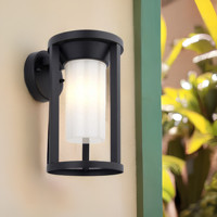 Applique murale extérieure décorative en aluminium noir IP44 étanche forme ronde PC abat-jour E27 Base 15W éclairage extérieur de jardin