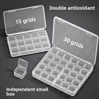Boîte de rangement pour bijoux en plastique PP, rectangulaire, pour boucles d'oreilles, colliers, perles, anti-oxydation, transparente, mini-boîte indépendante