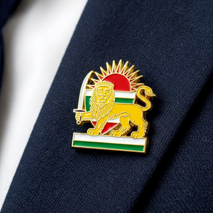 Bulk Country National Souvenir Enamel Metal Badge Custom Lion and Sun Iran Flag <b>Pin</b> Plated Traditional Silk Screen Printing - Product Image 3