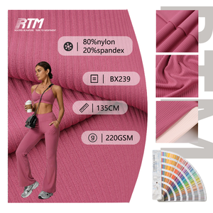 Ventes chaudes - Tissu côtelé en maille 220 GSM, toucher doux, résistant aux plis et à l'abrasion, 80 % nylon, 20 % élasthanne, pour pantalons et vêtements de <span class=keywords><strong>yoga</strong></span> - Product Image 1