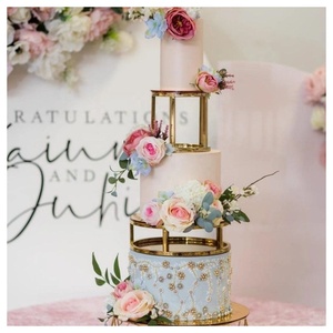 简单闪光金蛋糕架套装圆形金属铁糕点架甜点桌冷餐茶歇数字形状蛋糕工具 - Product Image 5