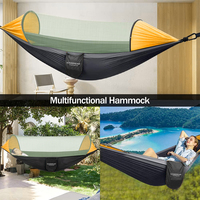 Hamac en nylon léger KINGGEAR avec moustiquaire, portable, pour adulte, 1-2 personnes, camping, 290x140cm, sangles d'arbre