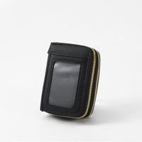 Dompet Mini Wanita Kulit PU Resleting Ganda Tempat Kartu Kredit Kecil Model Akordion Multi Slot Tempat Uang Tunai Koin Dompet Genggam untuk Wanita
