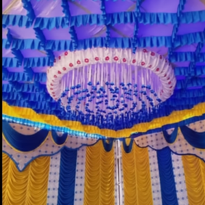 Elegante techo de Festival cortinas decorativas carpa dosel con bordes con volantes para eventos de boda en interiores y exteriores - Product Image 1