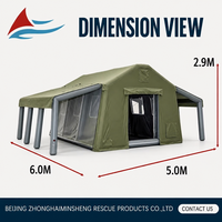 Tente gonflable quatre saisons à double couche pour 6-8 personnes, abri intégré basse pression, coupe-vent de niveau 8, en PVC ignifuge
