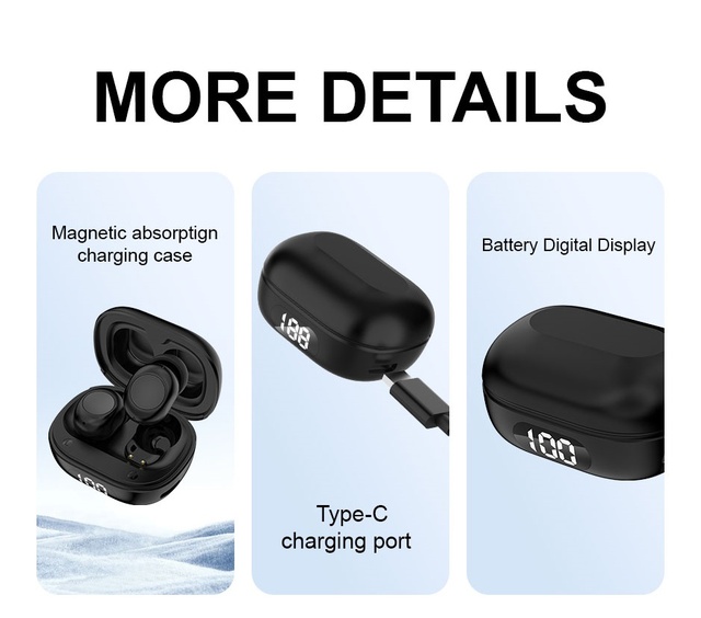 Custom Wireless Earbud with LED Power Display, Magnetic Charging Case, Stable & Fast Charging