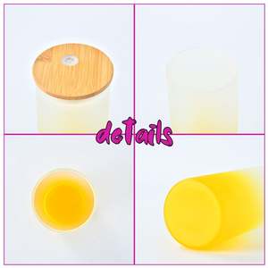 Vaso de cerveza de vidrio esmerilado de 25 oz con degradado de color, en forma de lata, para sublimación, con tapa de bambú y pajita, desde almacén de EE. UU. - Product Image 4