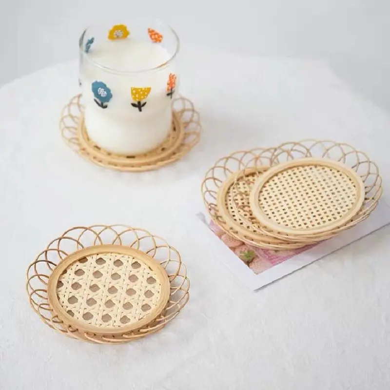 Hoa Sáng Tạo Hình Tre Mây Coaster Cup Mat