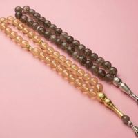 Chapelet musulman Zan Beads 33 perles de 10 mm en ambre artificiel transparent, chapelet islamique Tasbih, chapelet islamique