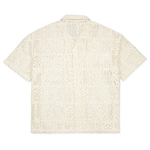 透け感のあるサテンボタンシャツ、リラックスフィット、折り返し襟、カジュアルレース、半袖、カスタムニット、速乾性、メンズ、高品質 - Product Image 3